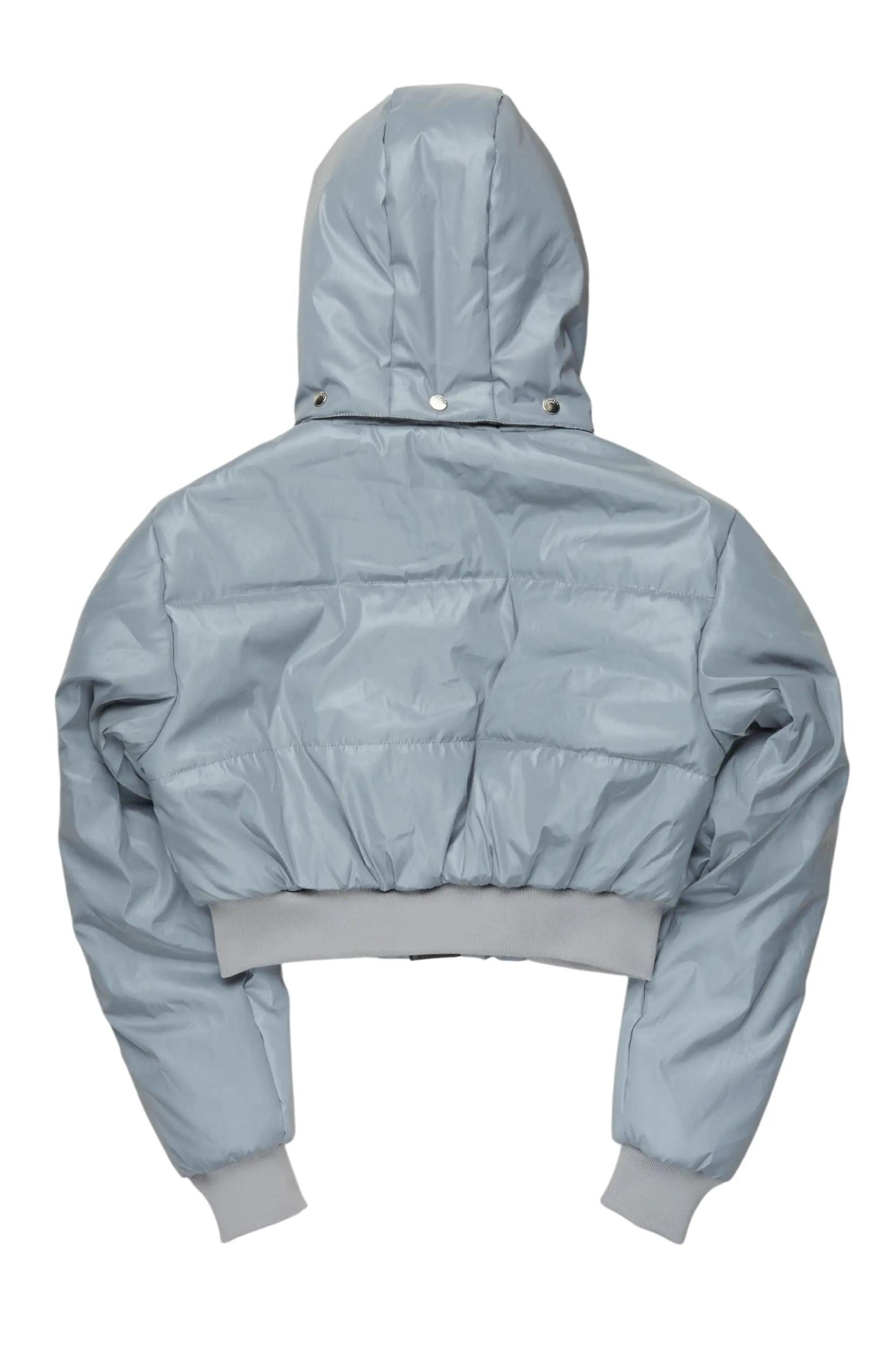 Kamryn Silver Reflective Crop Puffer Jacket Female Product Image