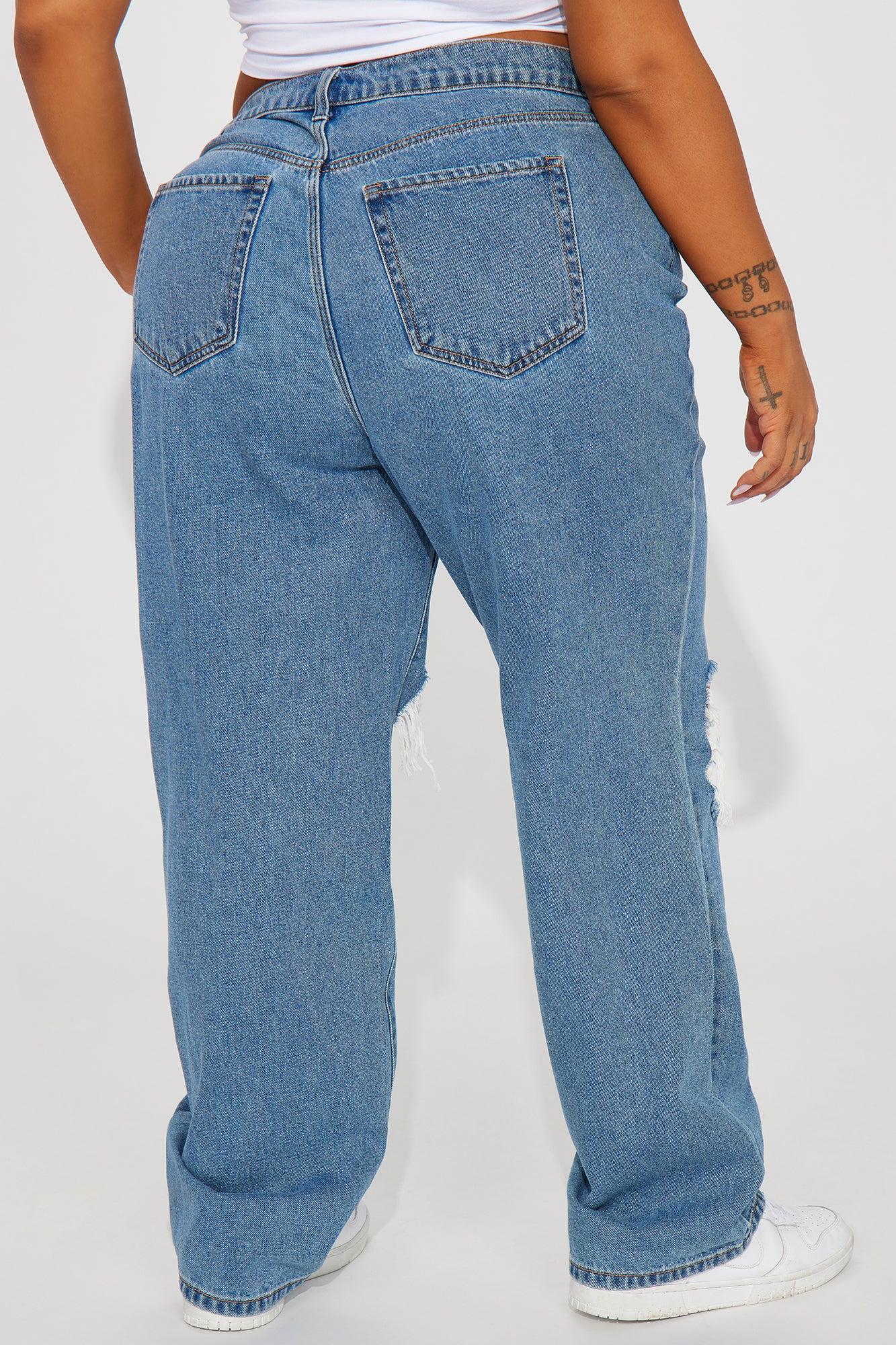 Drive You Crazy Ripped Non Stretch Straight Leg Jeans - Medium Wash Product Image