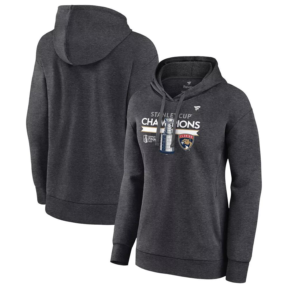 Women's Fanatics  Heather Charcoal Florida Panthers 2024 Stanley Cup Champions Locker Room Fleece Pullover Hoodie, Size: Small, Pnt Charco Product Image