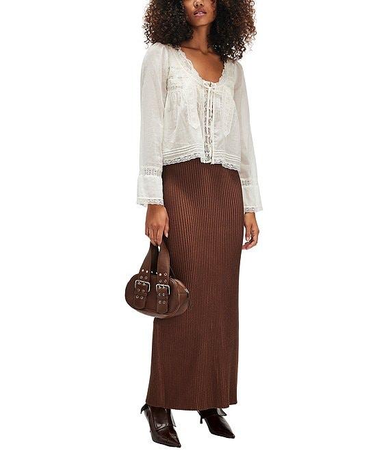 Free People Long Sleeve Evermore Scoop Neck Long Sleeve Lace Top Product Image