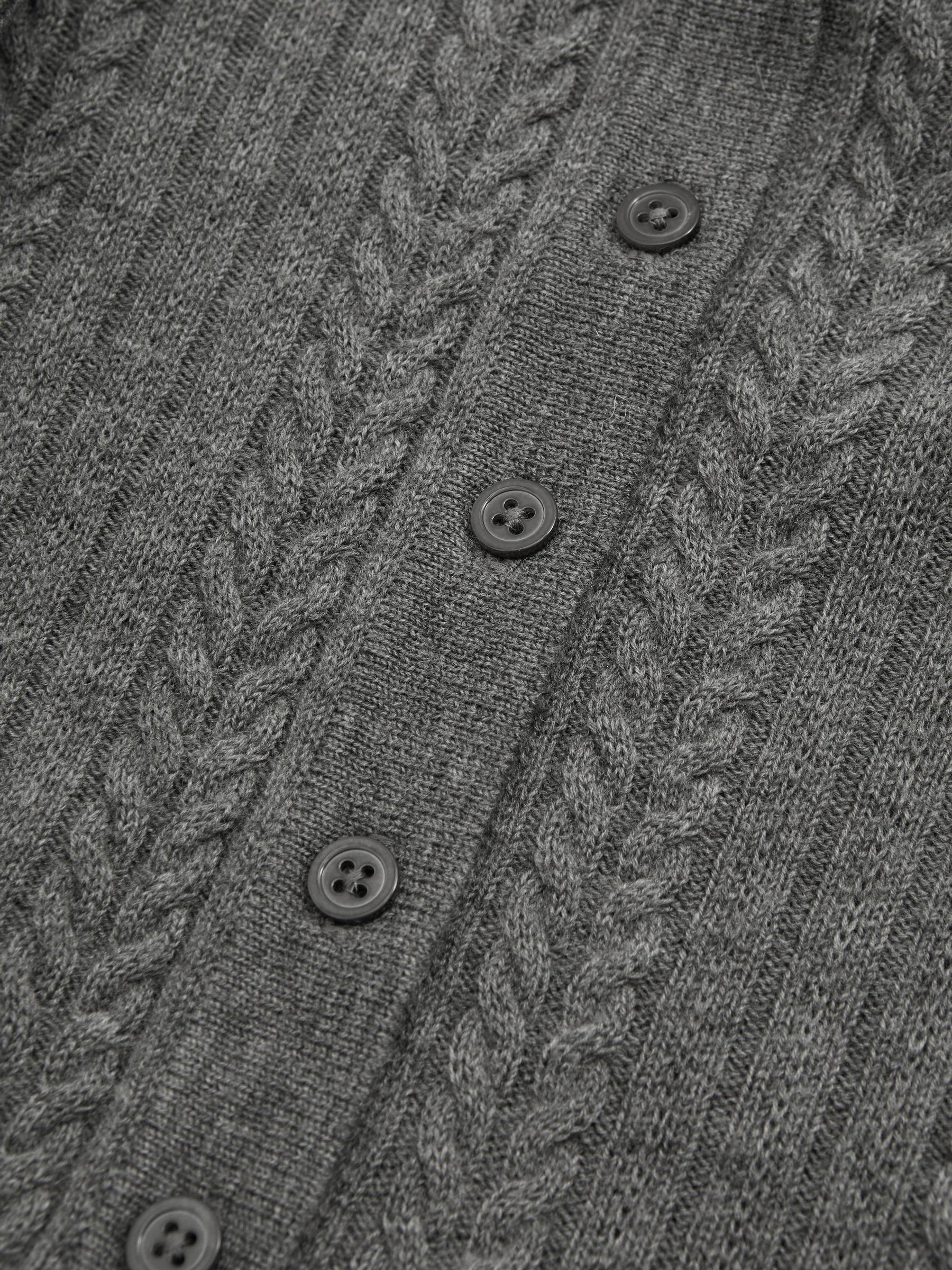 Wool Cable Knit Polo Neck Jumper in Charcoal Product Image