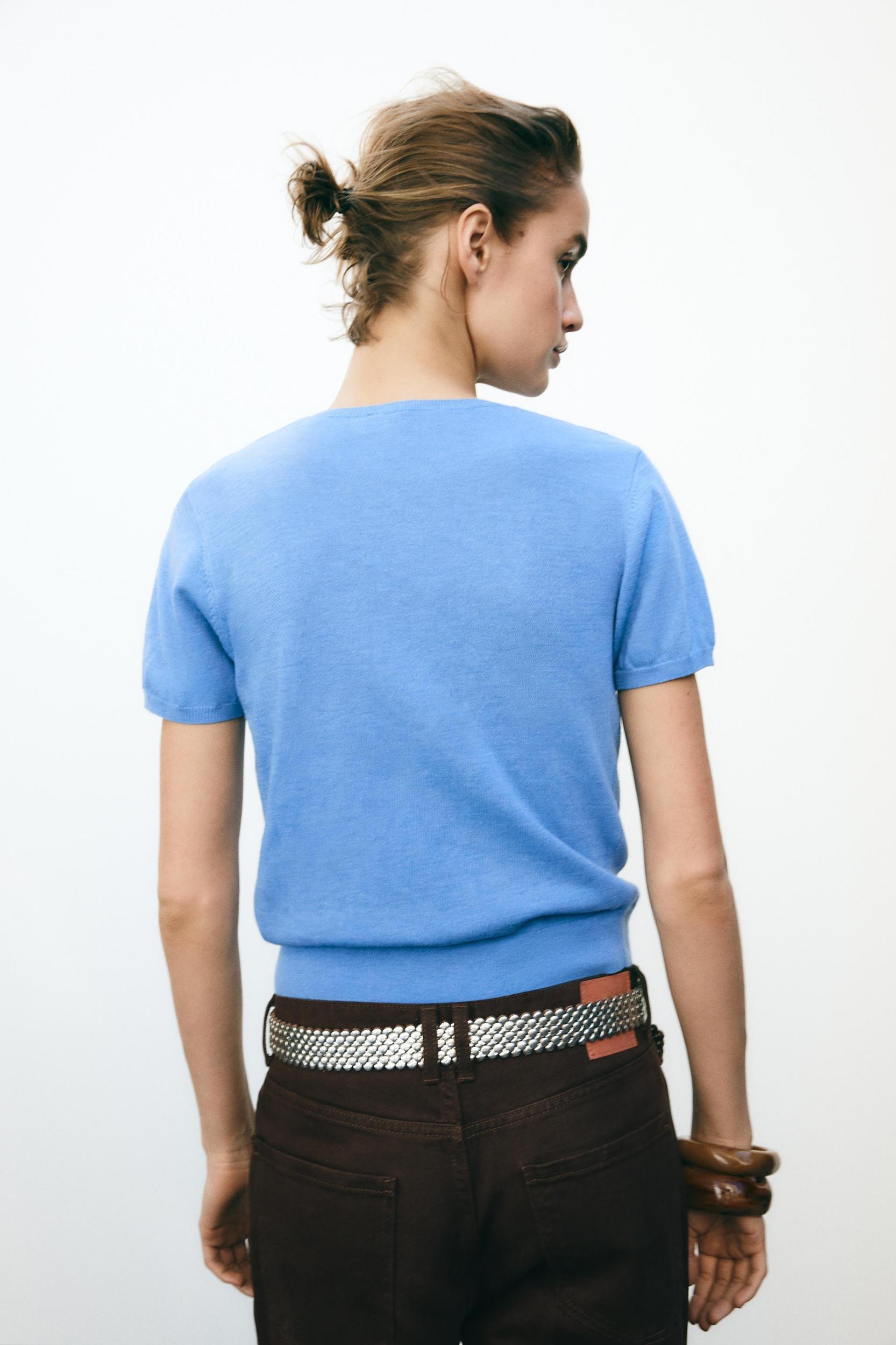 BASIC KNIT SHORT SLEEVE TOP Product Image