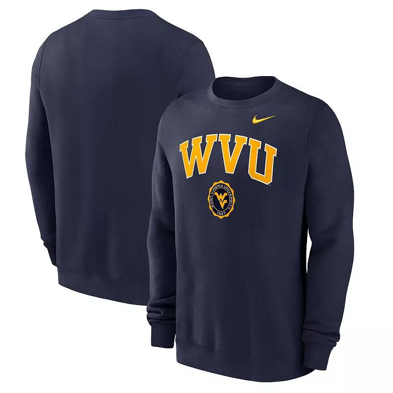 Men's Nike Navy West Virginia Mountaineers Arched Seal Pullover Sweatshirt,  Product Image