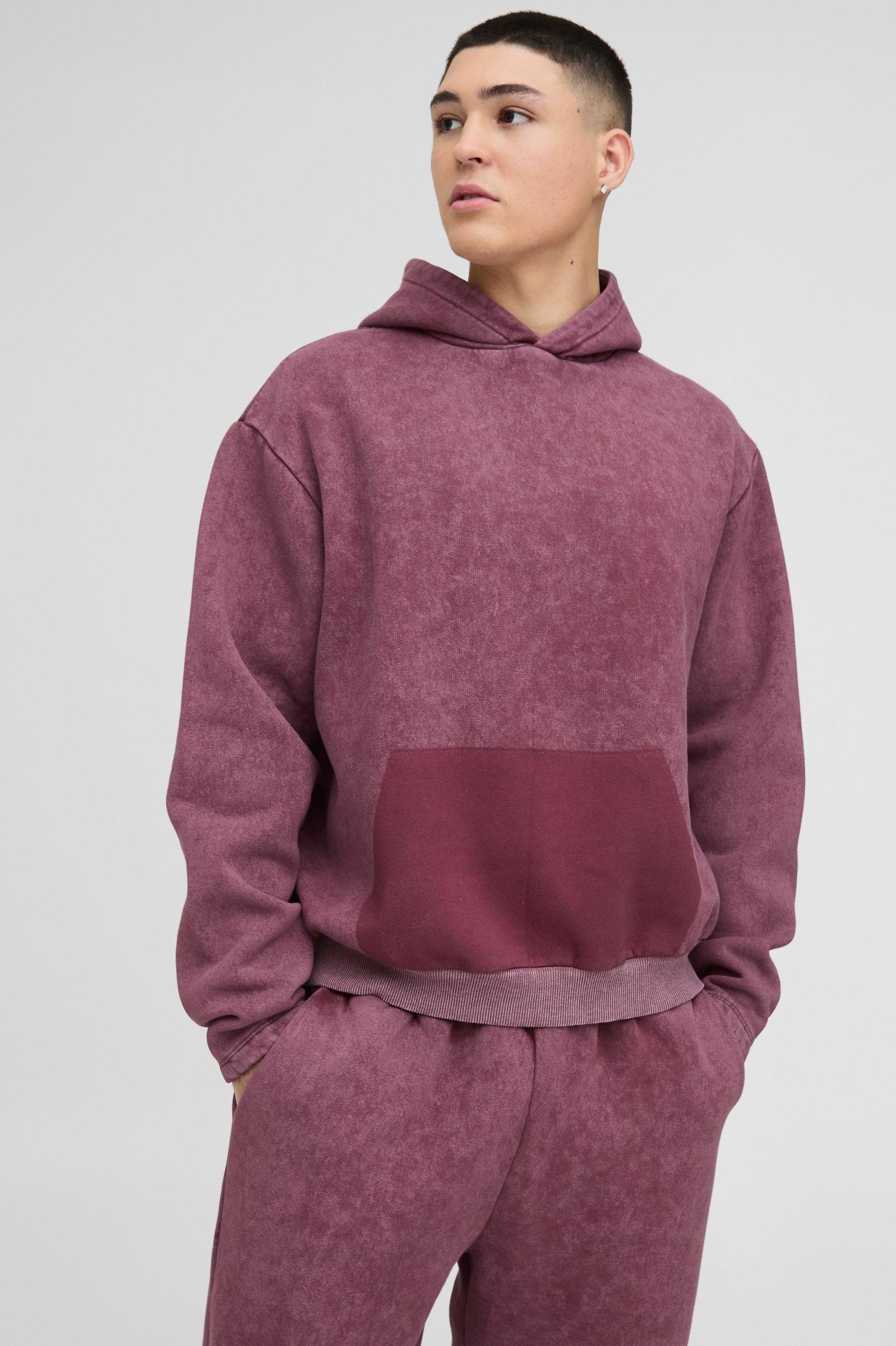 Oversized Boxy Washed Faux Pocket Distressed Tracksuit | boohooMAN USA Product Image