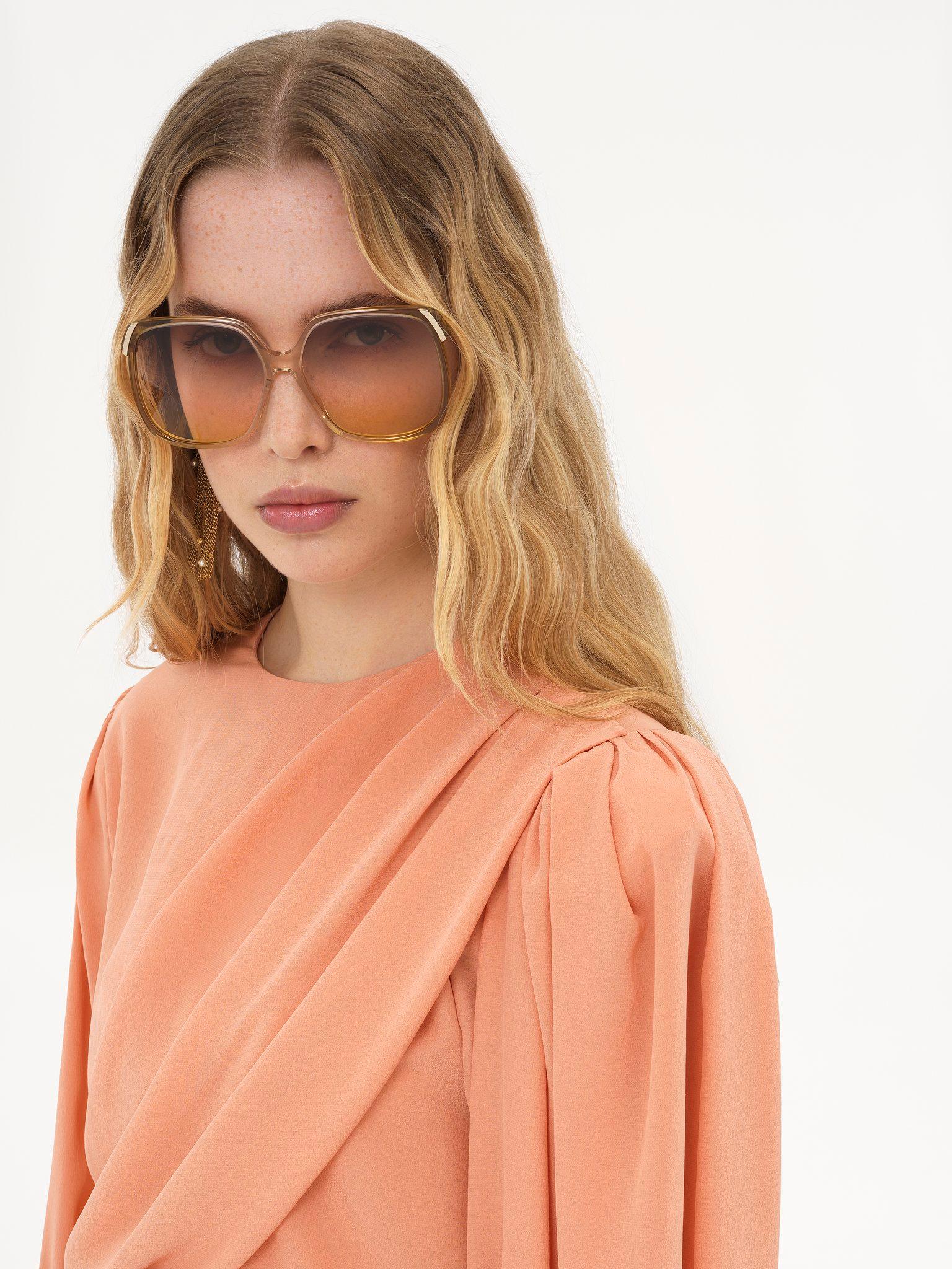 Draped cropped top in crêpe de chine Product Image