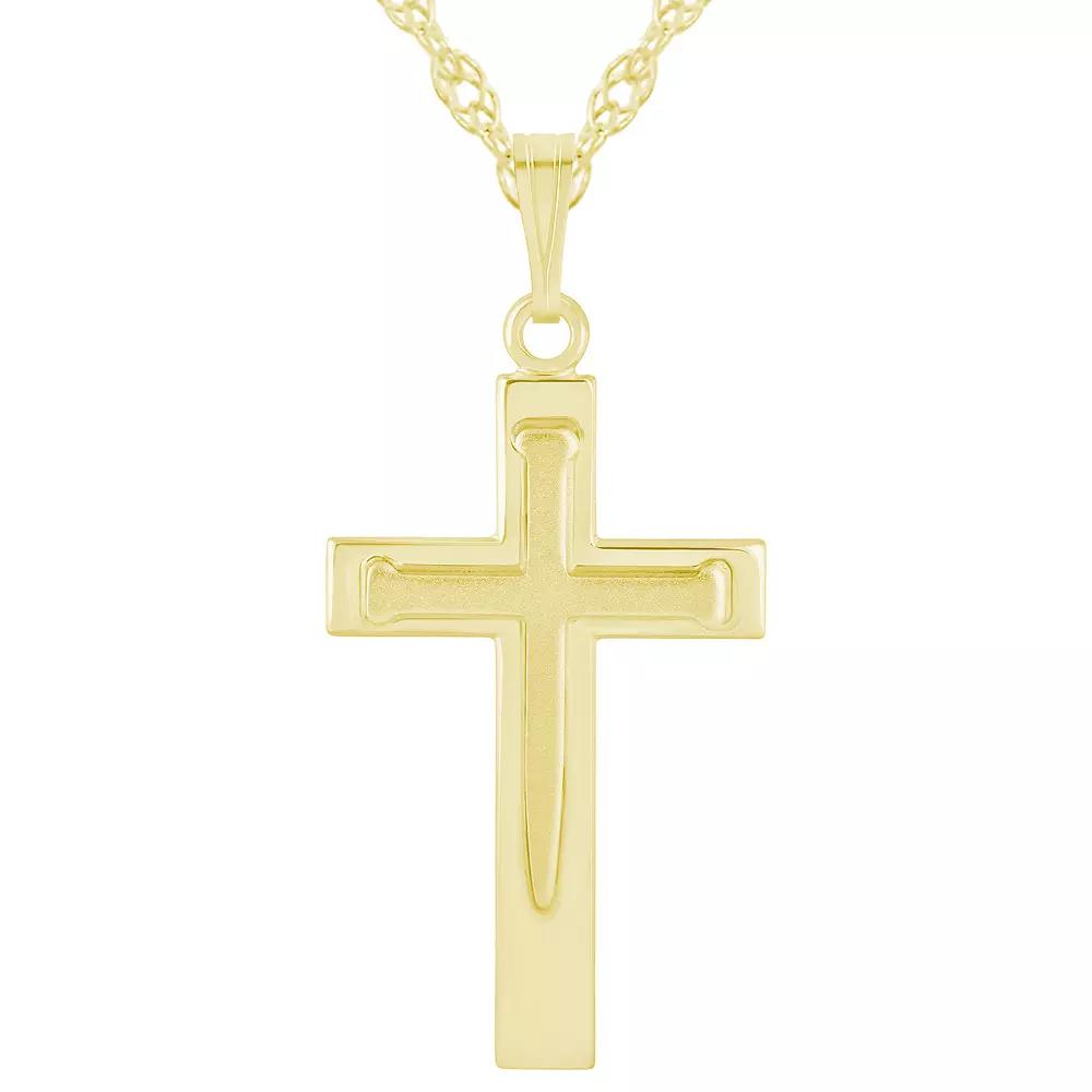 14k Gold Over Silver Cross Pendant Necklace, Women's, Size: 18", Gold Tone Product Image