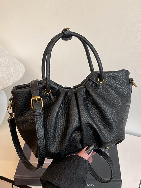 Pleated Solid Color Zipper Crossbody Bags Handbags Product Image