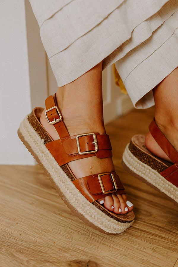 The Catalina Faux Leather Espadrille Sandal in Brown Product Image