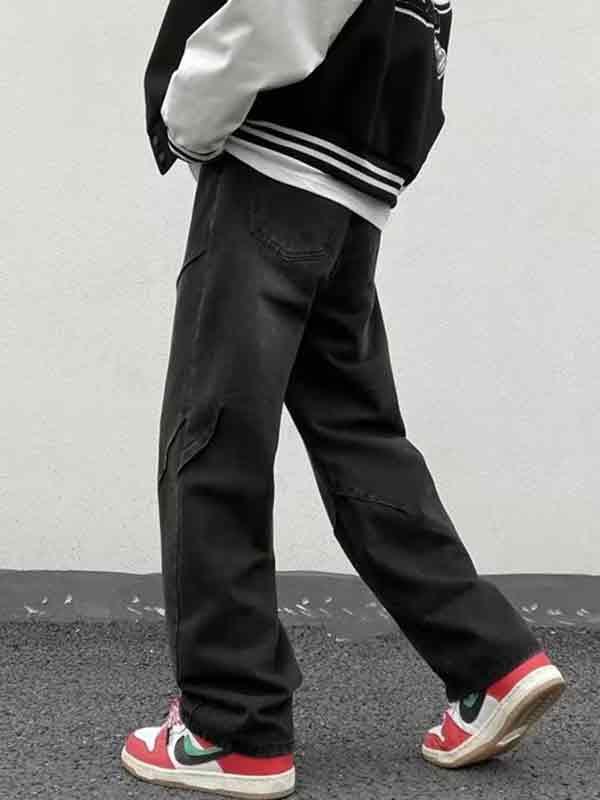 Men's Vintage Distressed Ruched Loose Jeans Product Image