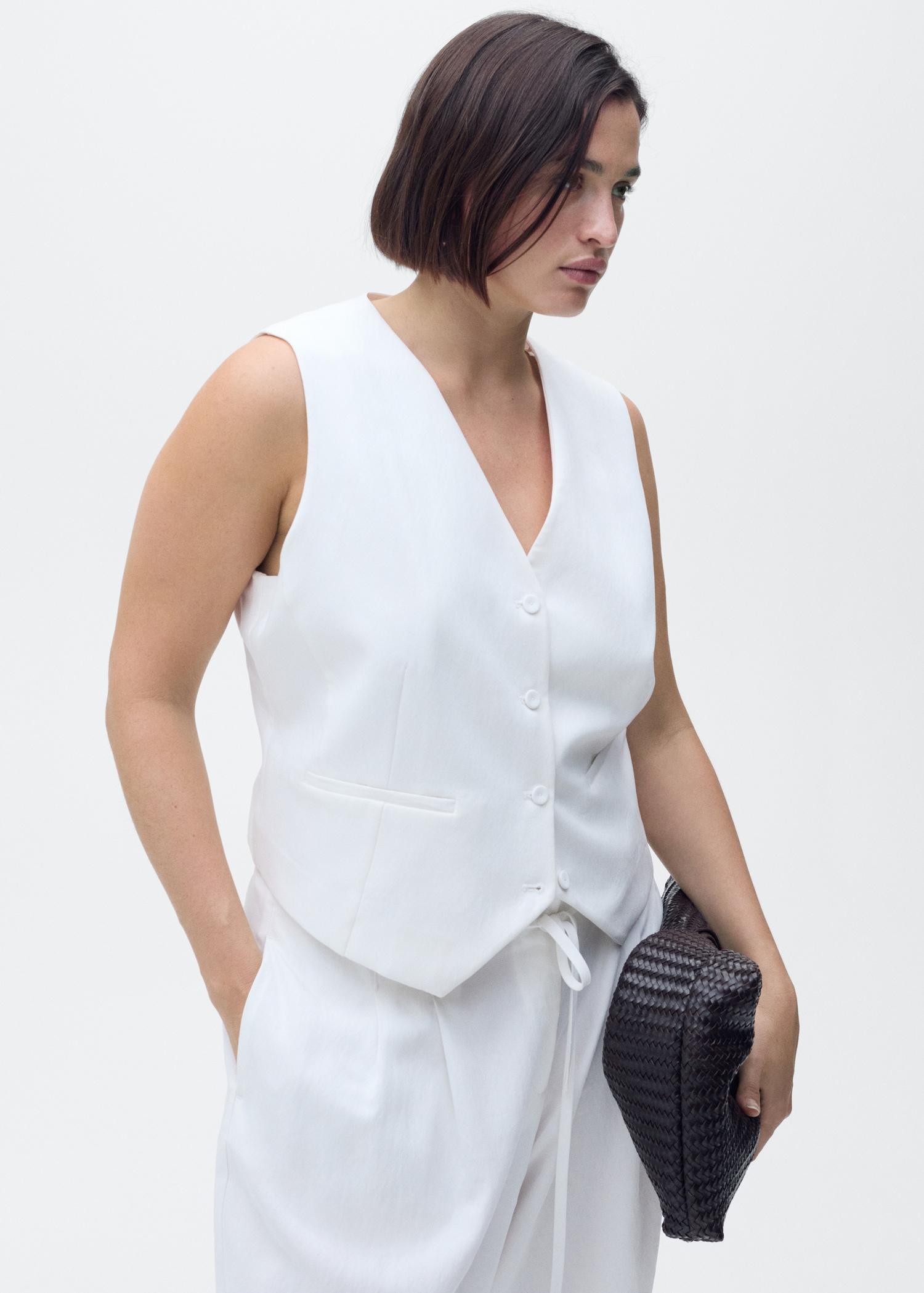 Straight lyocell suit vest - Women | MANGO USA Product Image