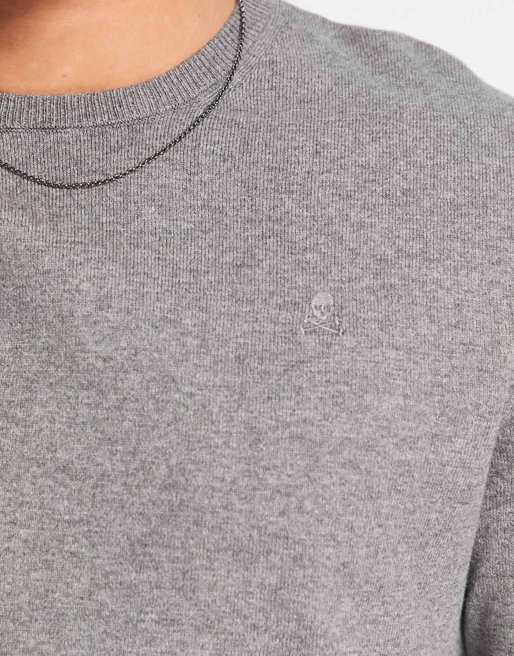 Scalpers round neck sweater in gray melange Product Image