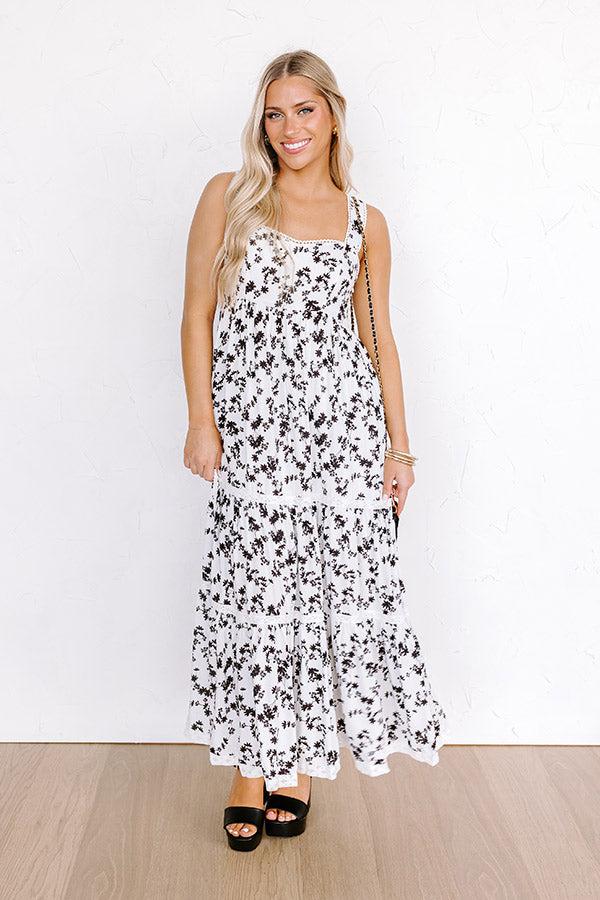 Southern Charm Floral Maxi Dress in White Product Image