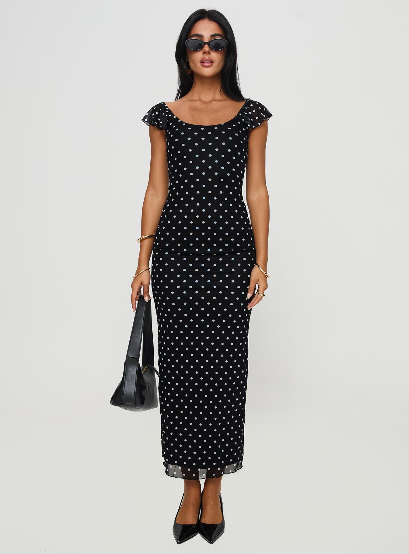 Sandberg Maxi Dress Black Polka Dot Product Image