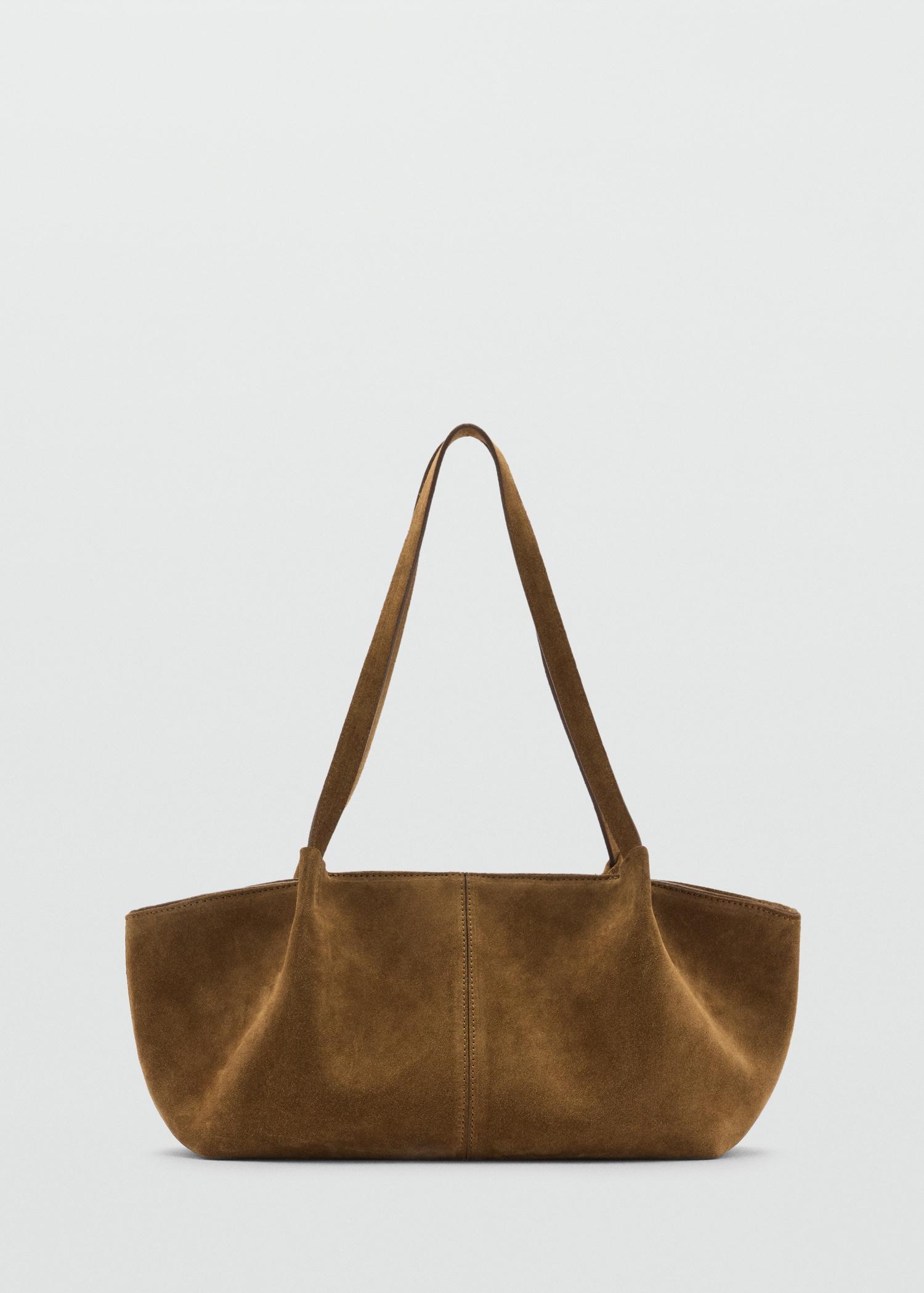 Double handle suede bag - Women | MANGO USA Product Image