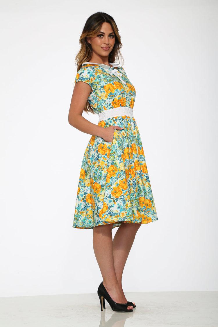 Yellow Floral Swing Dress Product Image