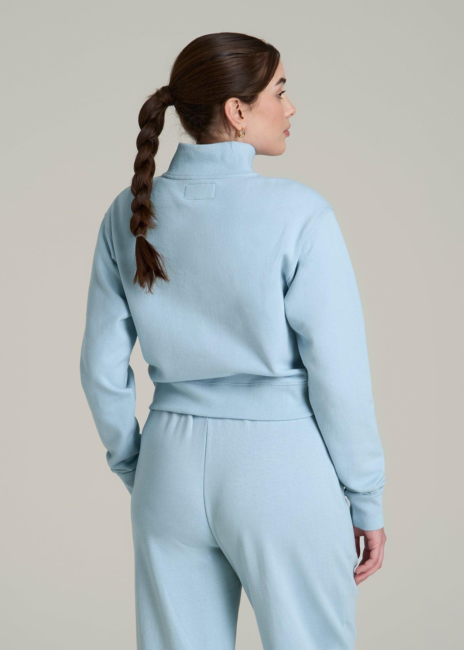 Wearever 2.0 Fleece Half-Zip Cropped Sweatshirt for Tall Women in Ice Blue Female Product Image