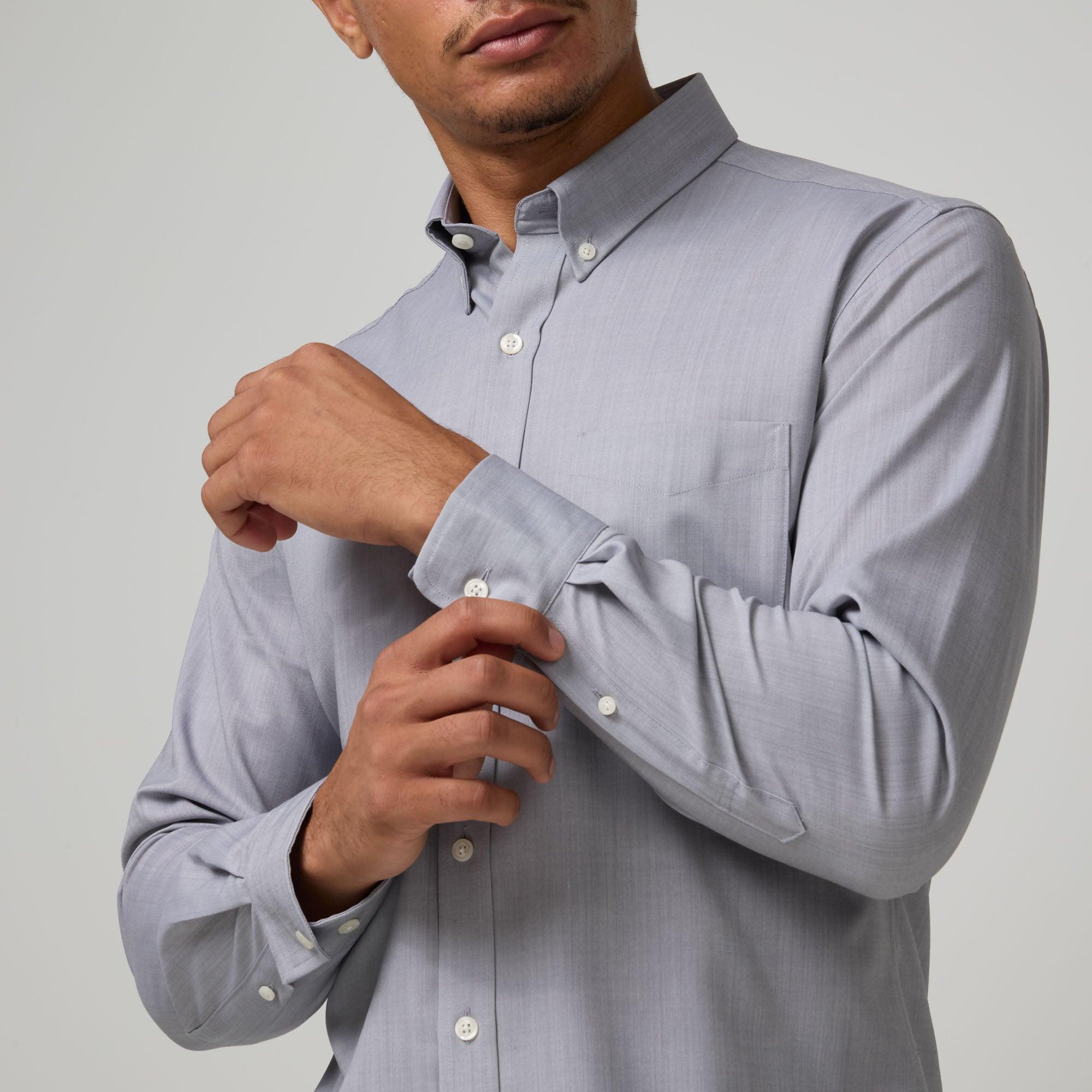 Merino Wool Button-Down Shirt | Light Gray Oxford Product Image
