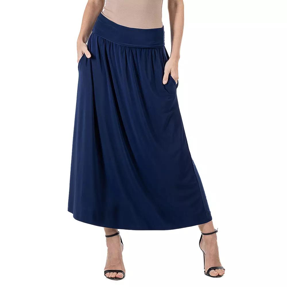 Women's 24Seven Comfort Apparel Foldover Maxi Skirt With Pockets,  Product Image