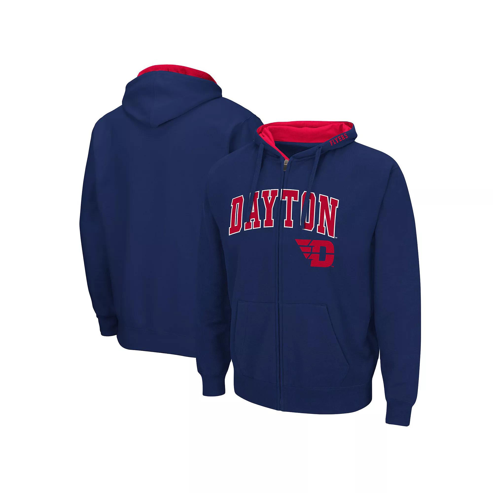 Men's Colosseum Navy Dayton Flyers Arch & Logo 3.0 Full-Zip Hoodie,  Product Image