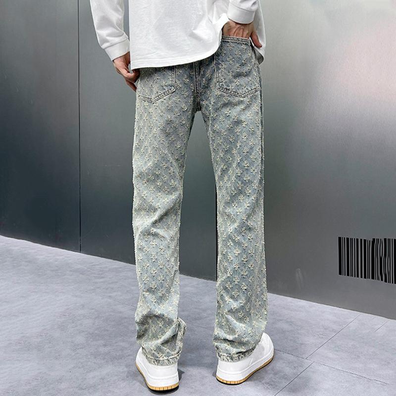 Sopula Men's Vintage Street Slim Fit Jacquard Jeans Product Image