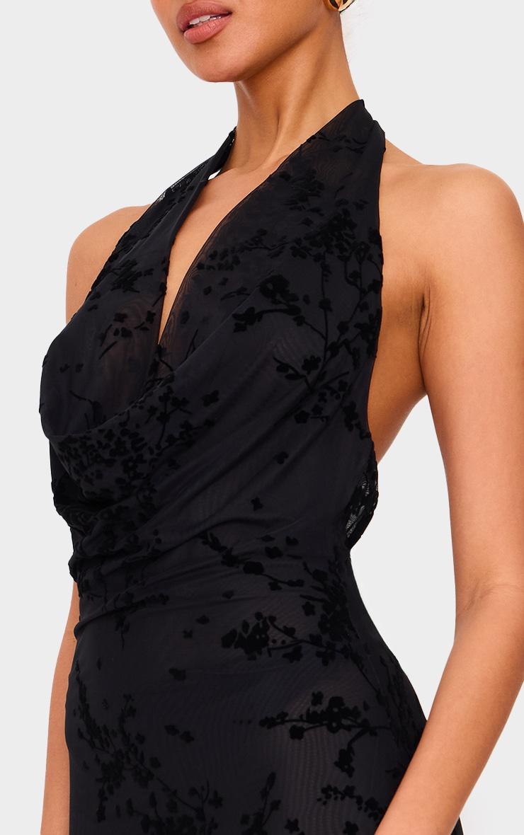 Black Devore Cowl Neck Maxi Dress Product Image
