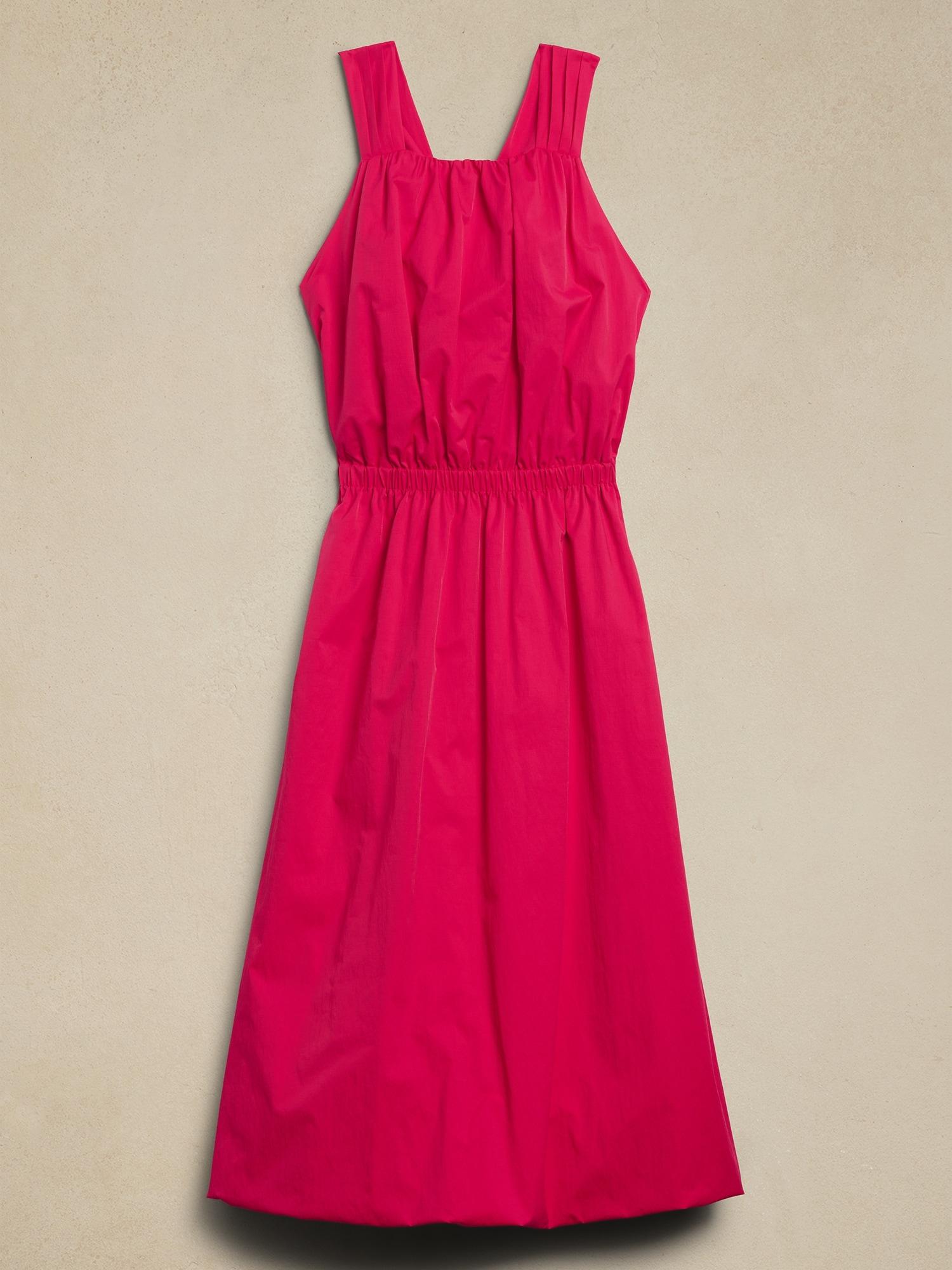 Bubble-Hem Taffeta Midi Dress Product Image