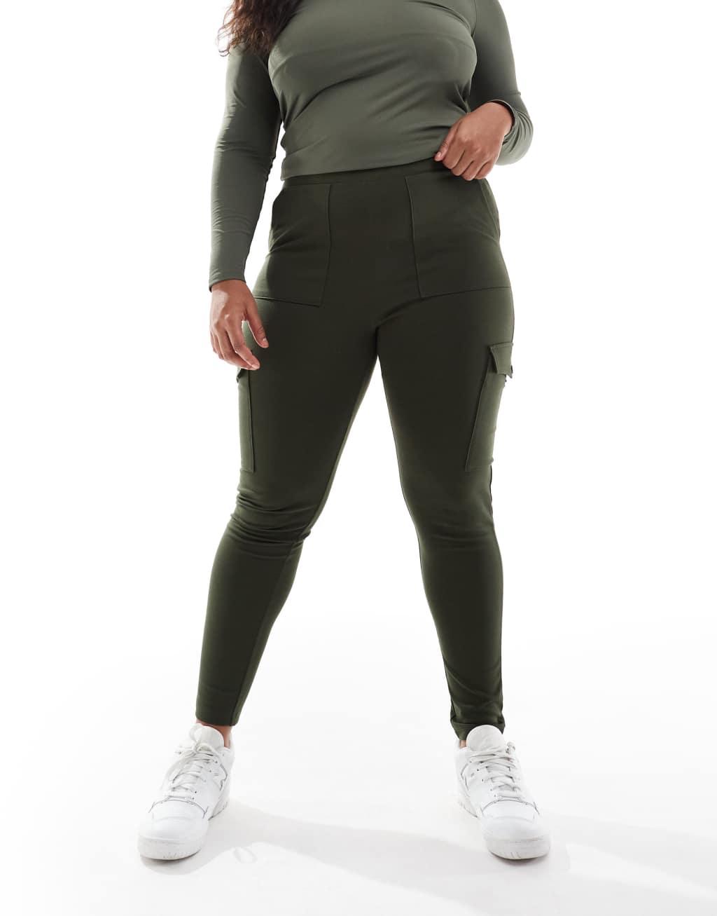 Yours cargo pocket ponte leggings in khaki Product Image