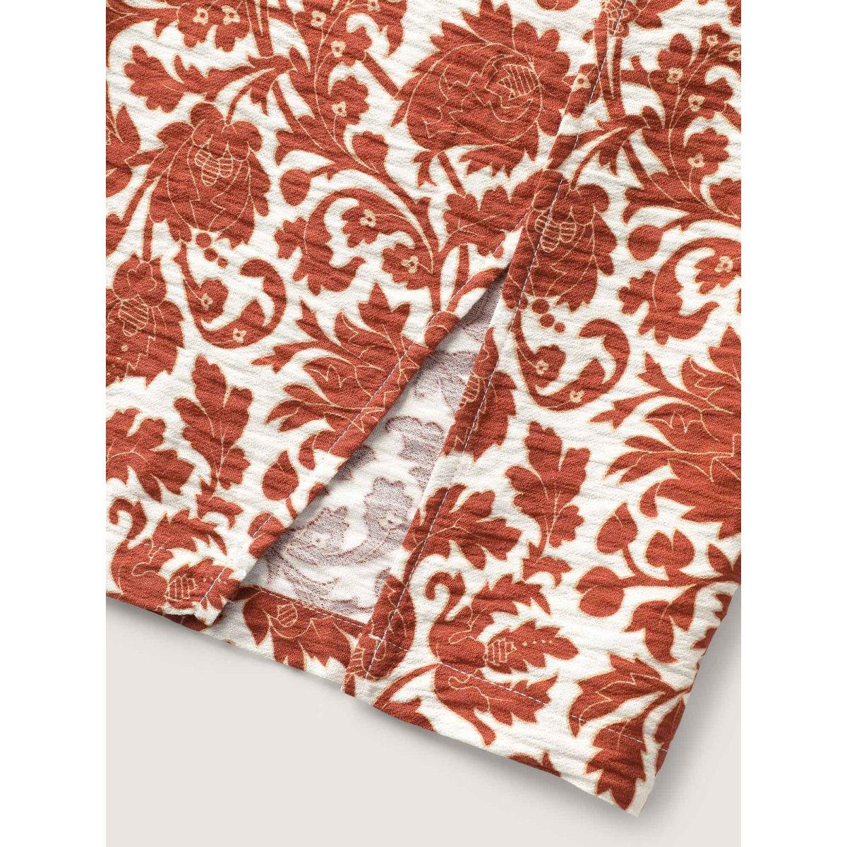 Plus Size Boho Overlap Slit Belted Wide-Leg Pants Women Rust Boho Loose Mid Rise Vacation Pants BloomChic 22-24/3X Product Image