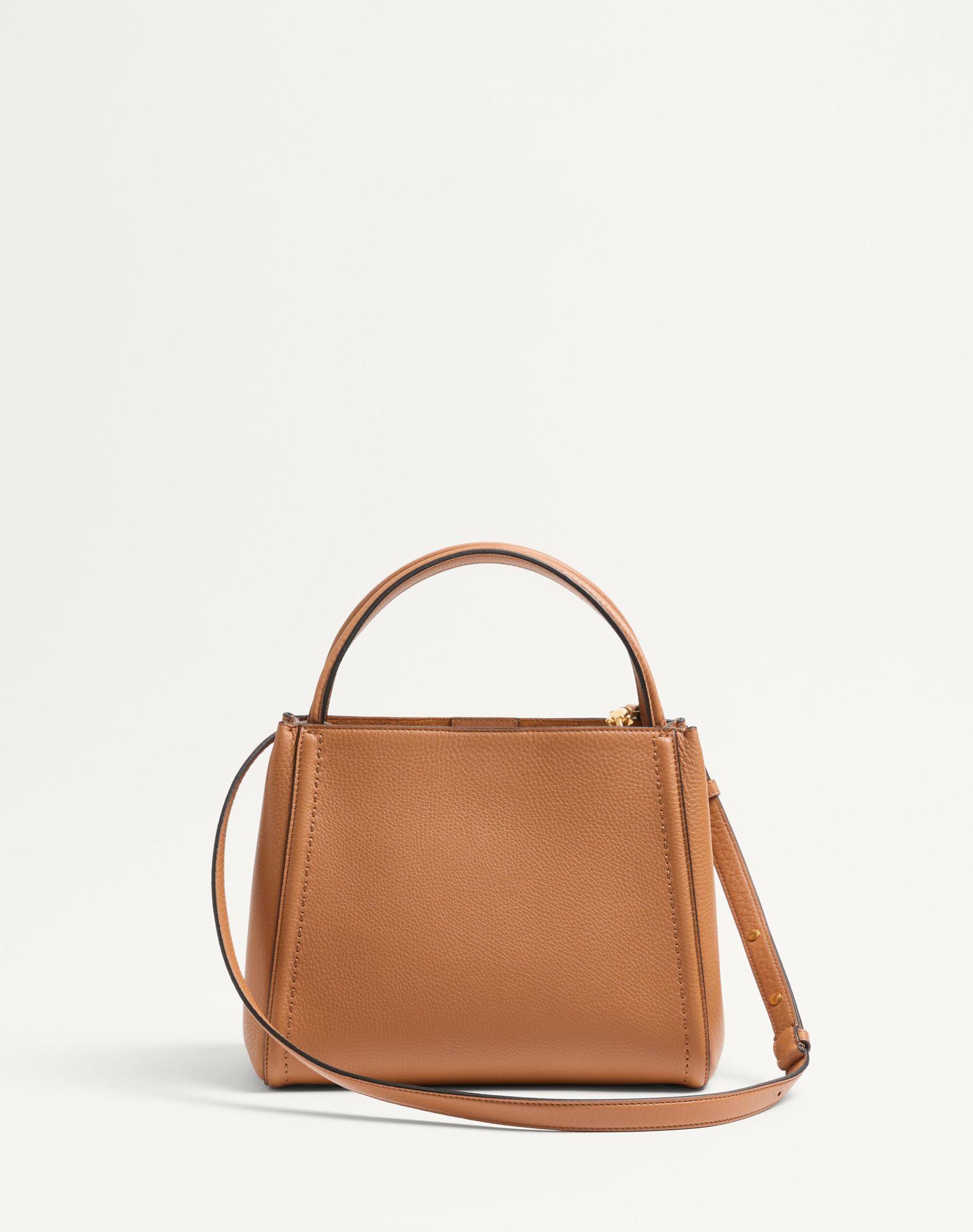 Valentino Garavani Alltime Medium Handbag In Grainy Calfskin With Jacquard Ribbon Shoulder Strap Product Image