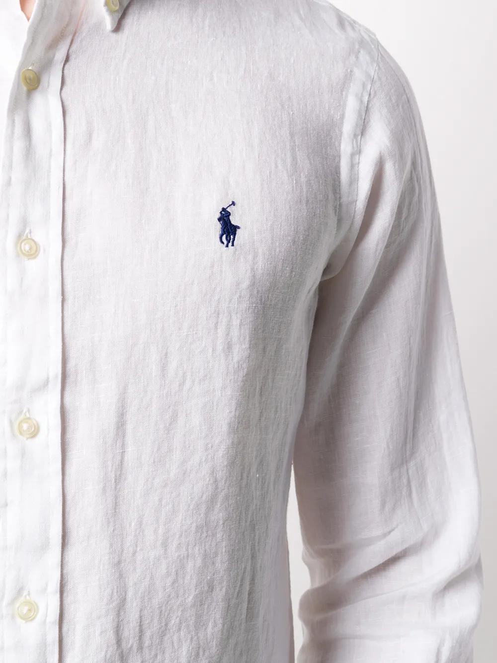 linen logo embroidered shirt Product Image