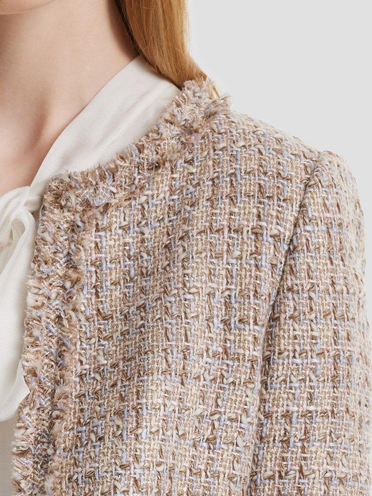 Tweed Frayed Women Crop Jacket Product Image