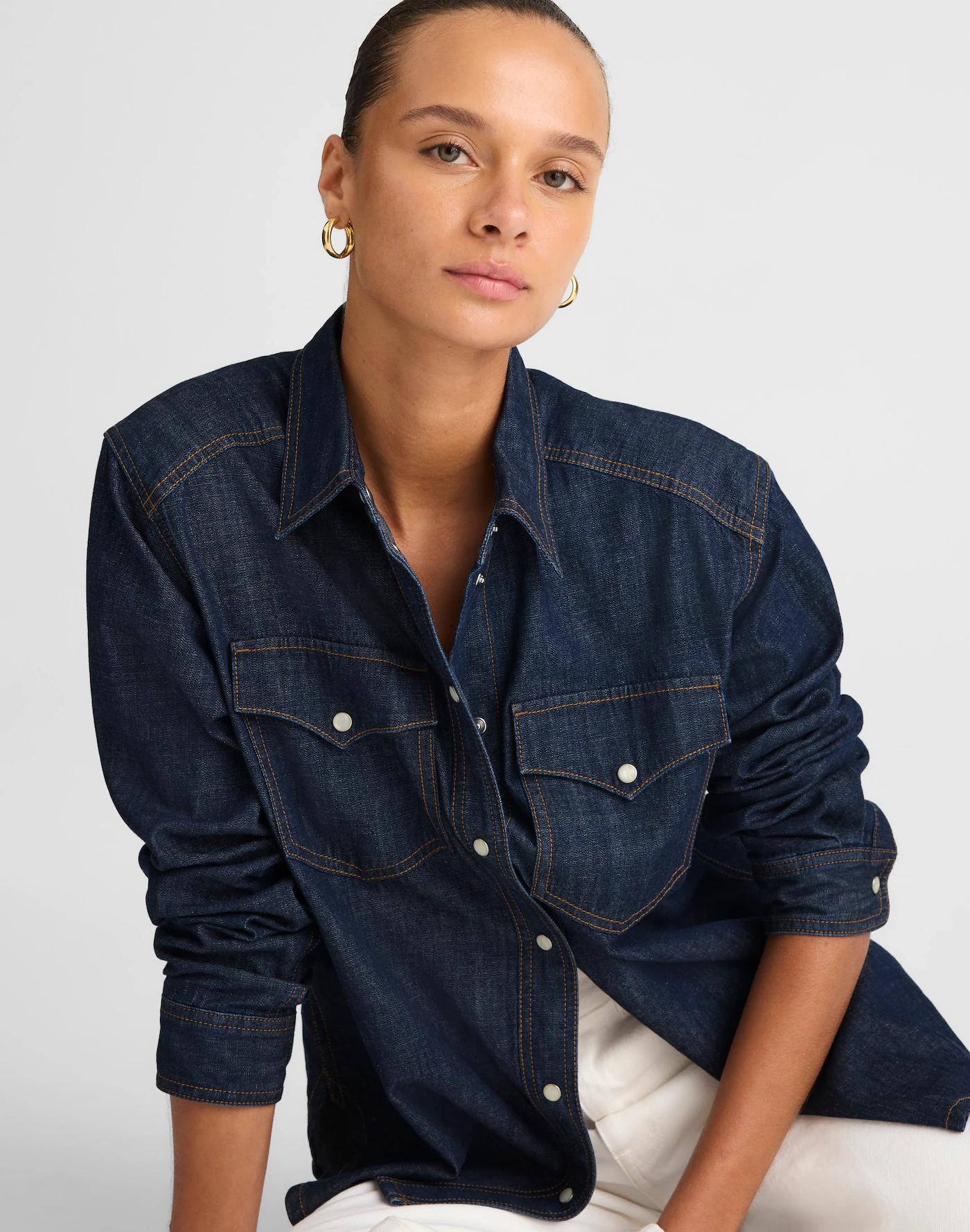 Denim Oversized Western Shirt Product Image