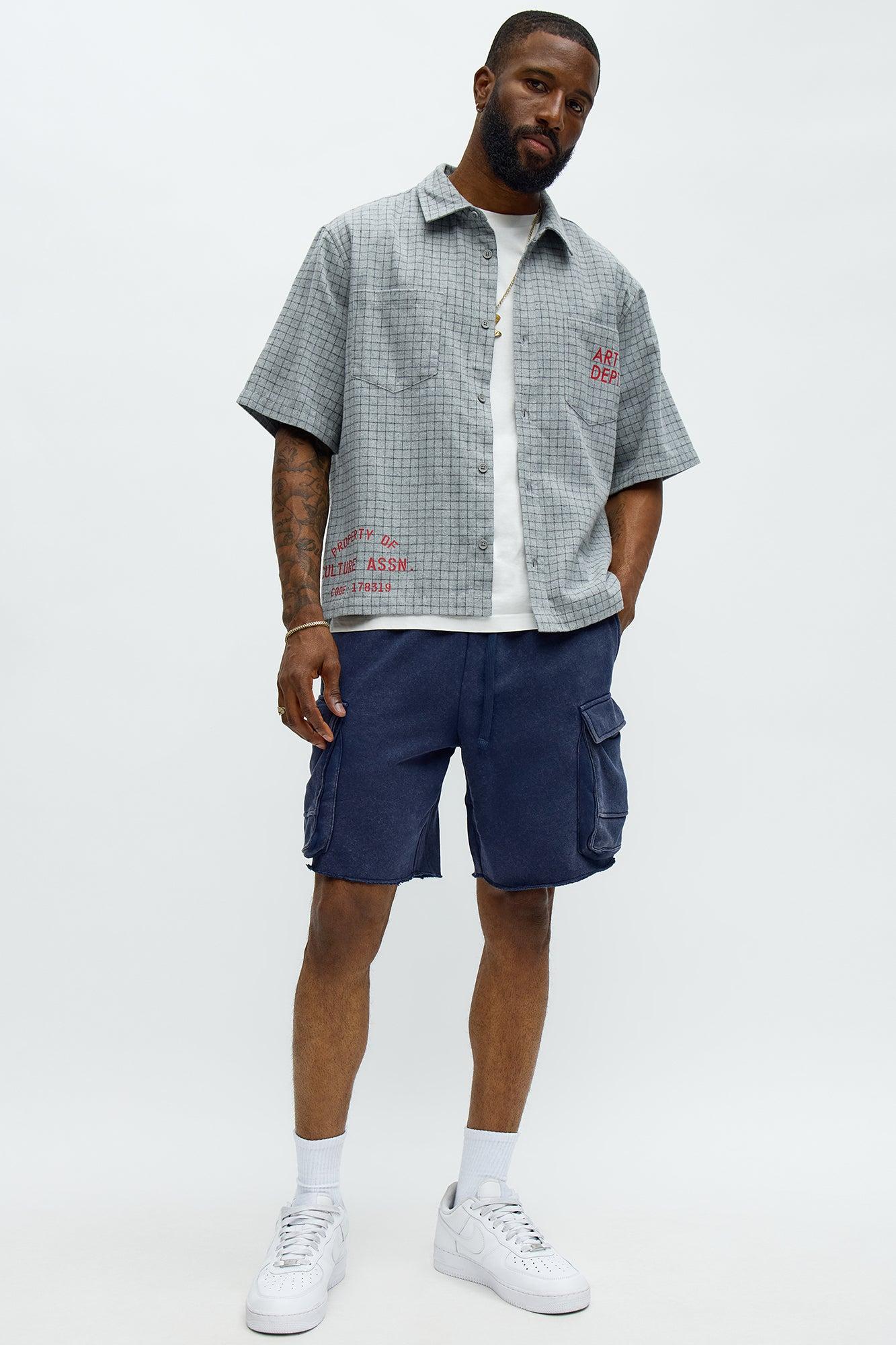 Tyson Bagged Off Cargo Relaxed Shorts - Navy Male Product Image