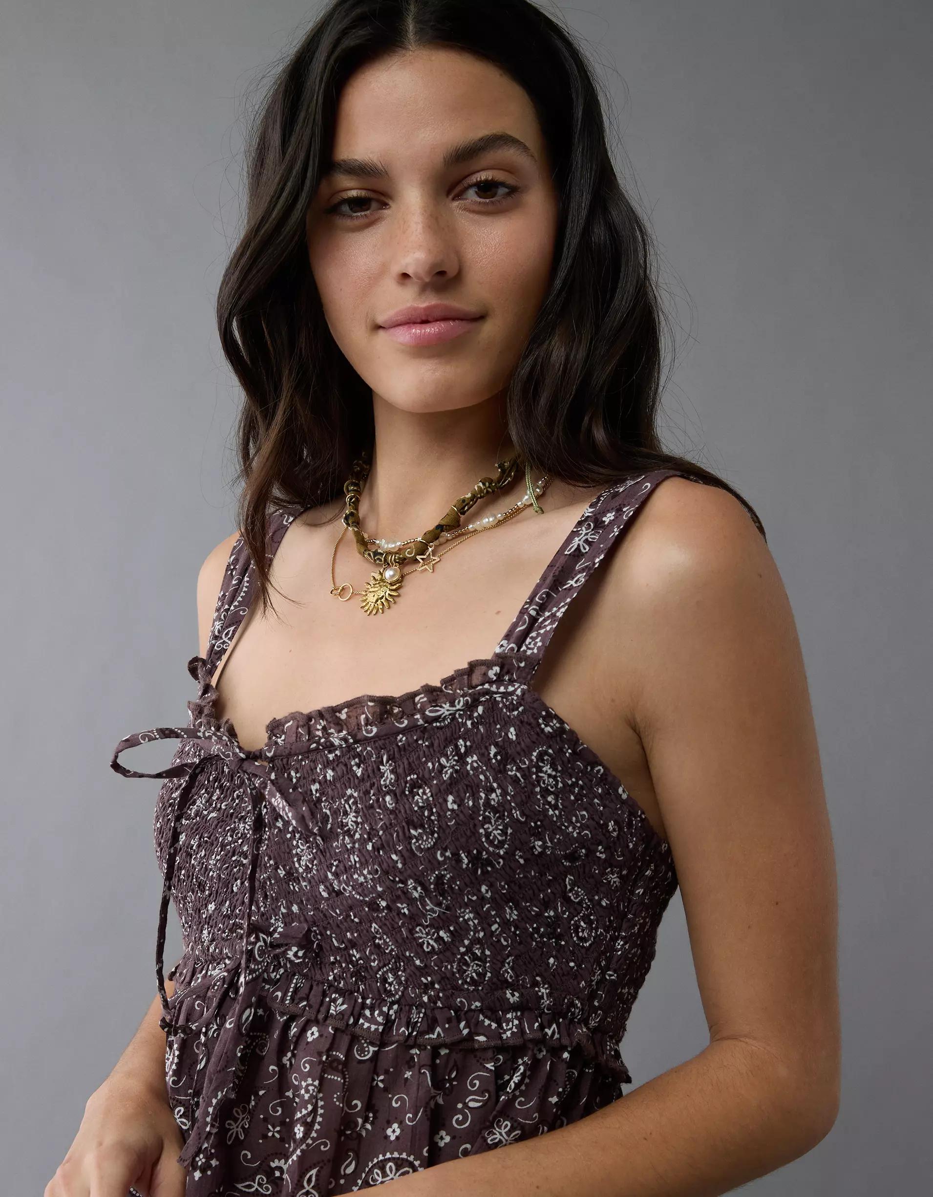 AE Smocked Babydoll Shirt Product Image