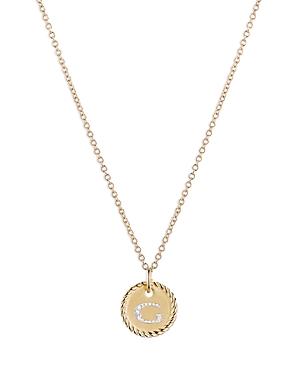 Womens Initial Charm Necklace in 18K Yellow Gold with Pav Diamonds Product Image