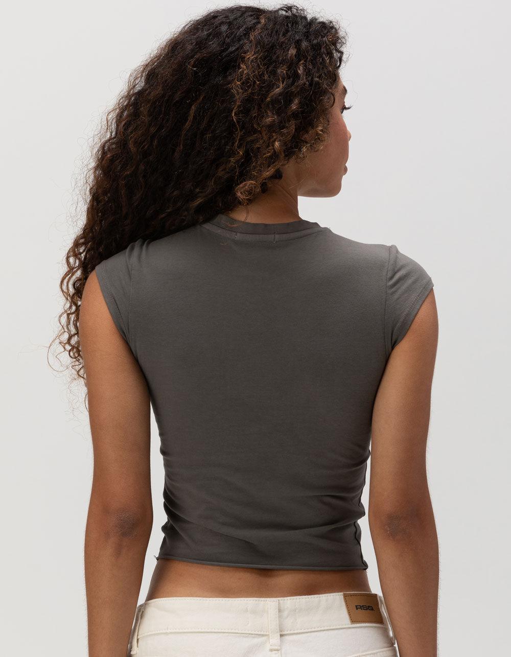 FULL TILT Corset Womens Baby Tee - DARK GRAY Product Image