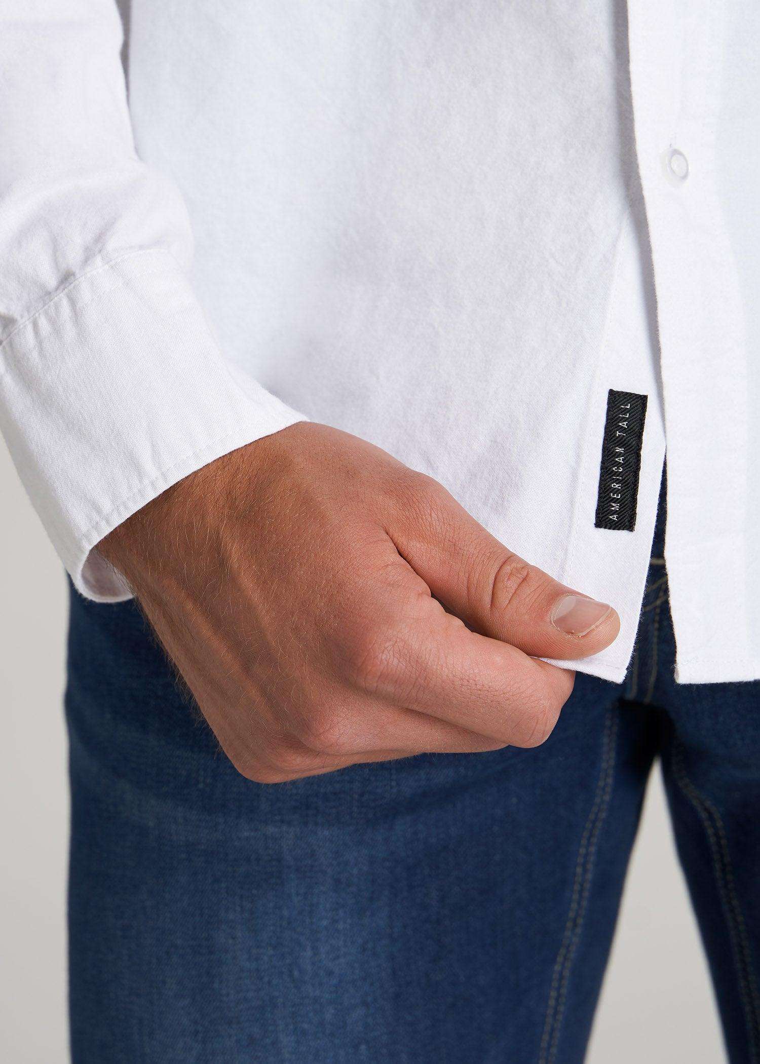 Washed Oxford Shirt for Tall Men in White Male Product Image