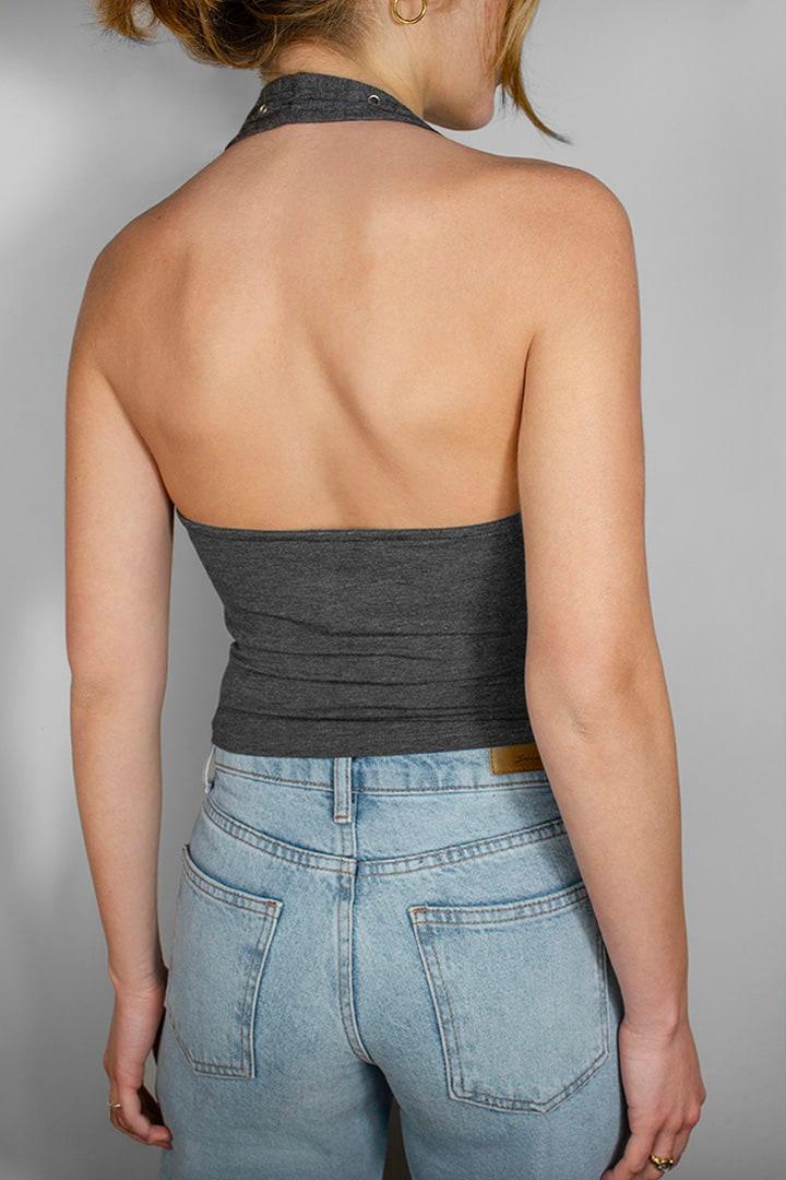 Cowl neck top with studs Product Image