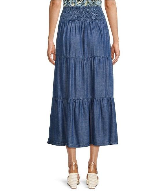 Intro Eloise Tiered A-Line Midi Pull-On Skirt Product Image