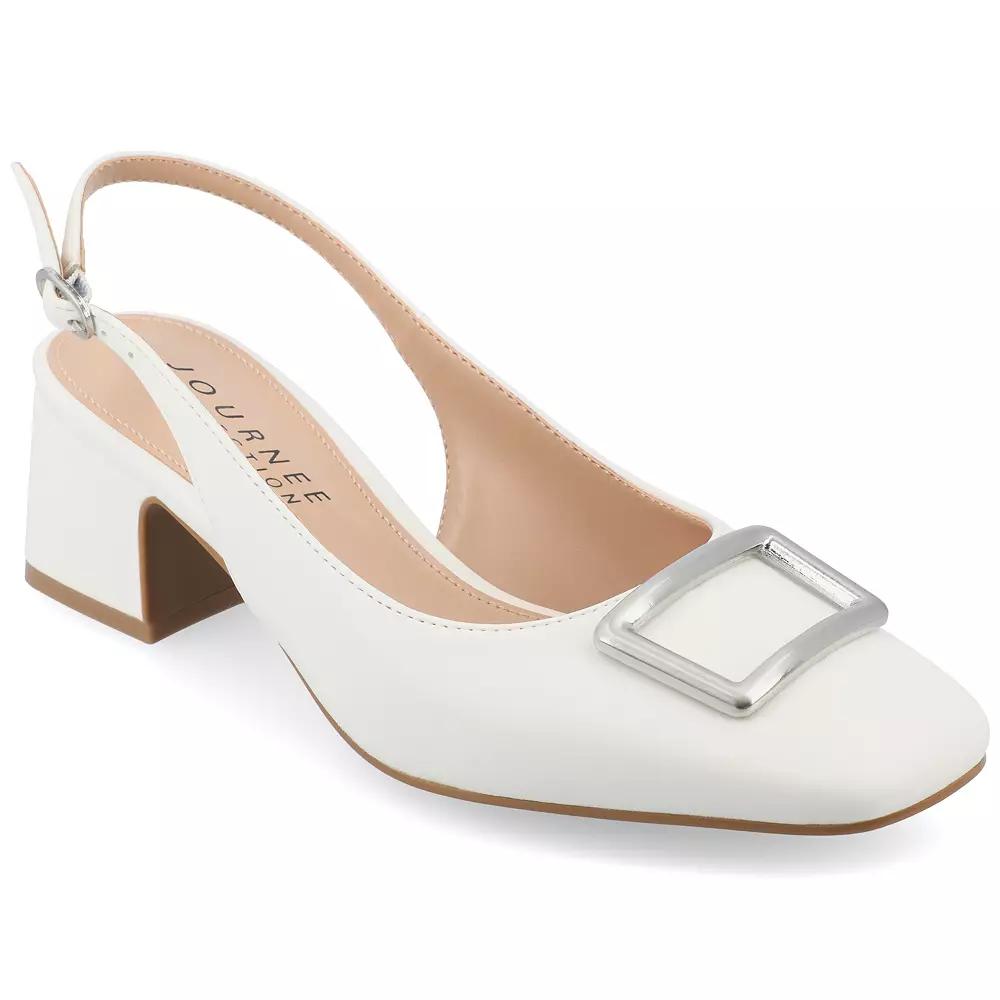 Journee Everlee Women's Sling Back Square Toe Pumps,  Product Image