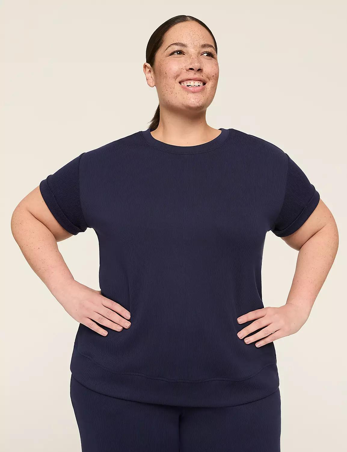 LIVI Ribbed Journey Short-Sleeve Sweatshirt Product Image