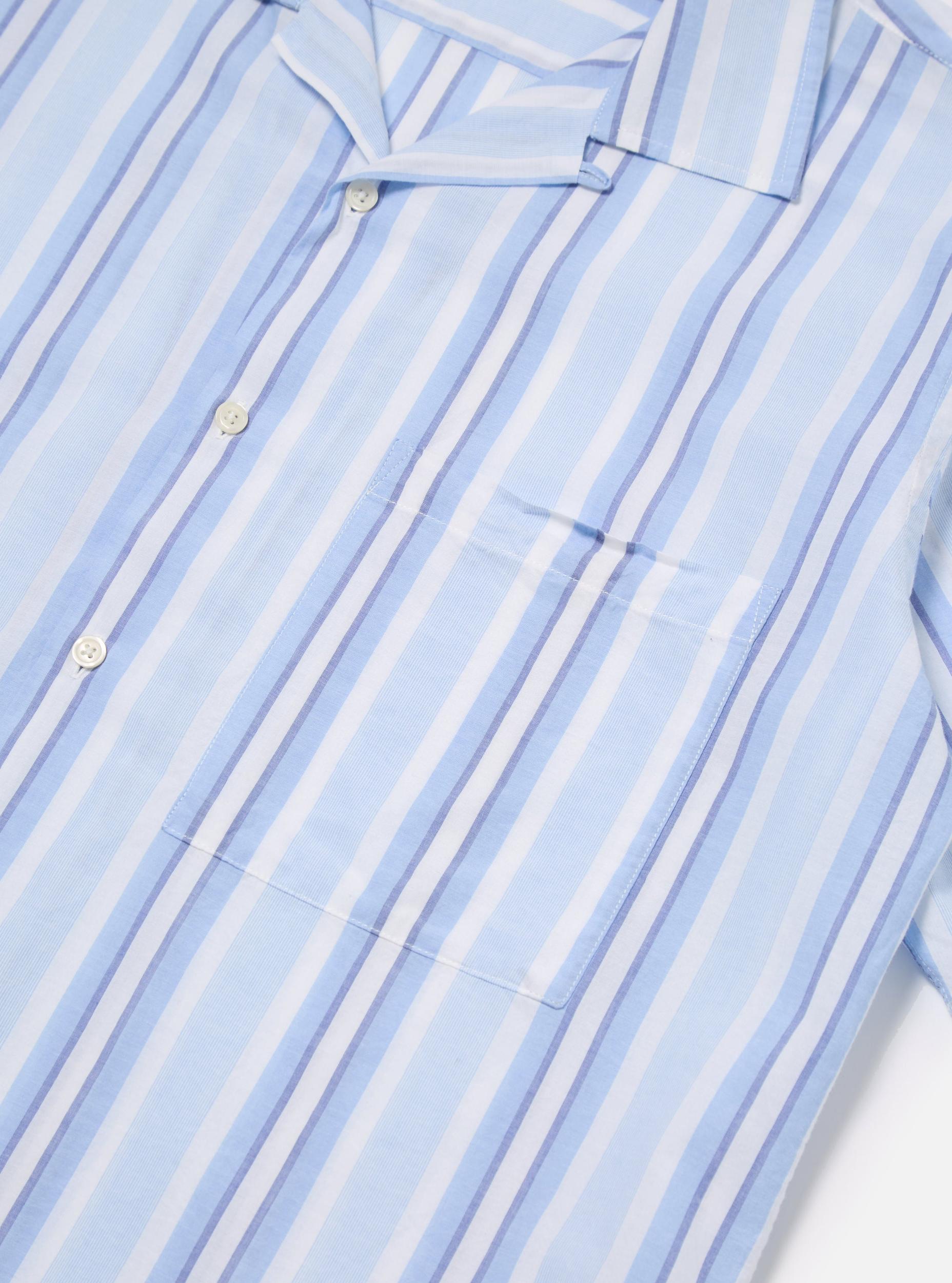 White/Blue Pop Stripe Two Camp Shirt Product Image