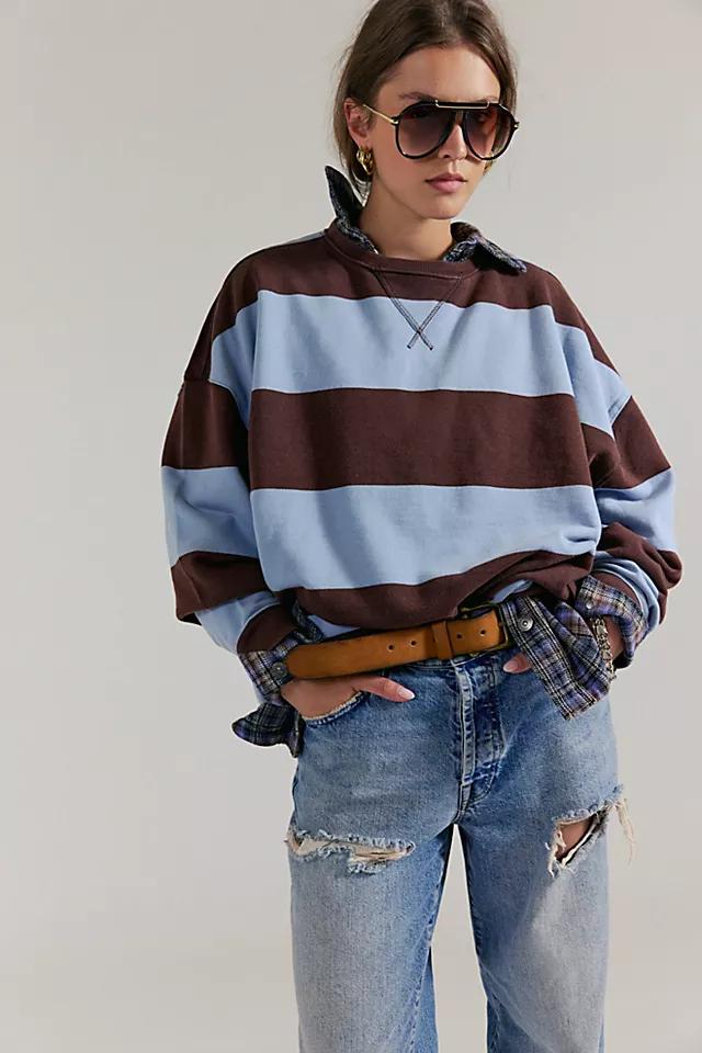 Classic Striped Oversized Crewneck Product Image