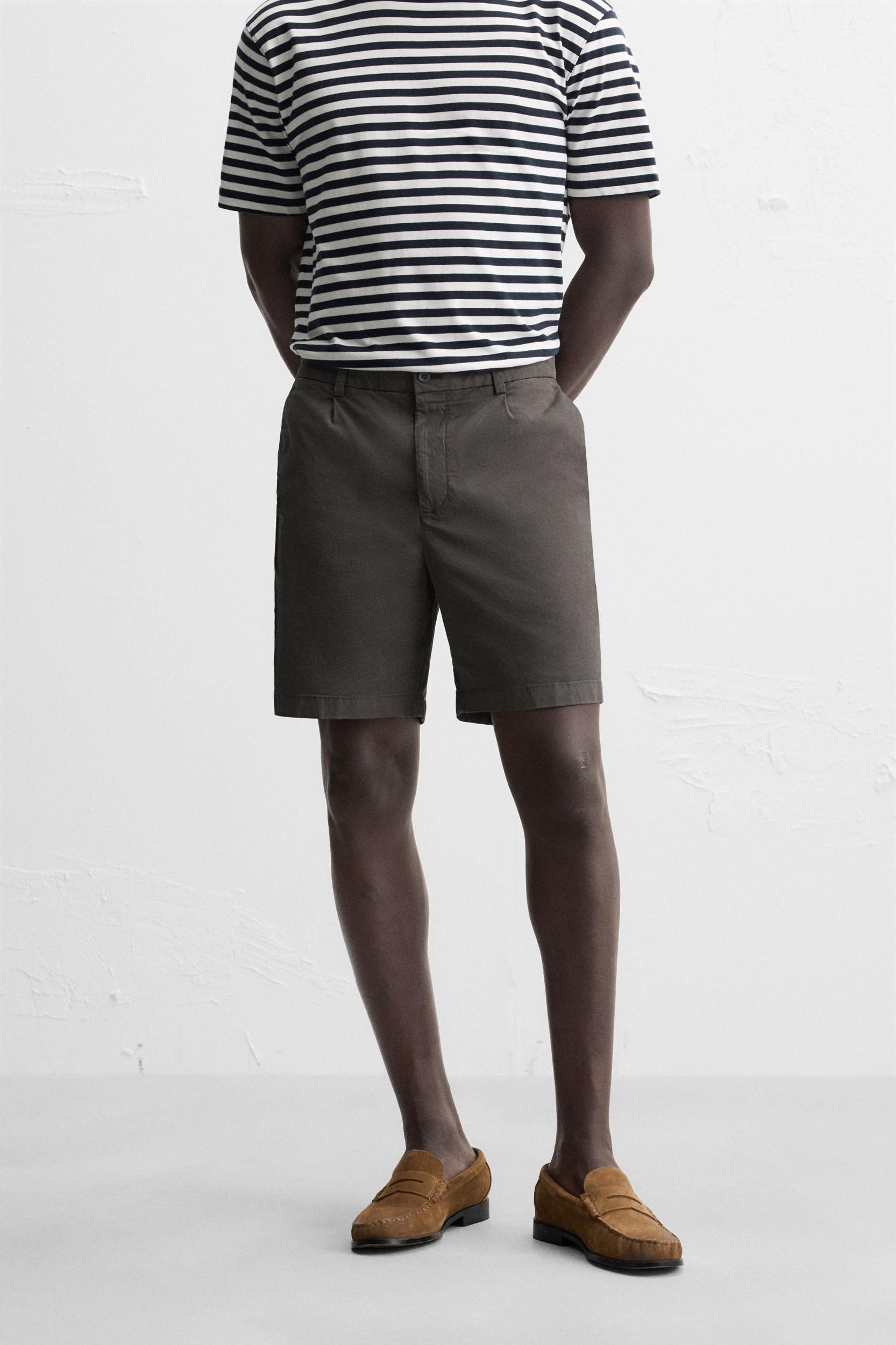 REGULAR FIT PLEATED BERMUDA SHORTS Product Image