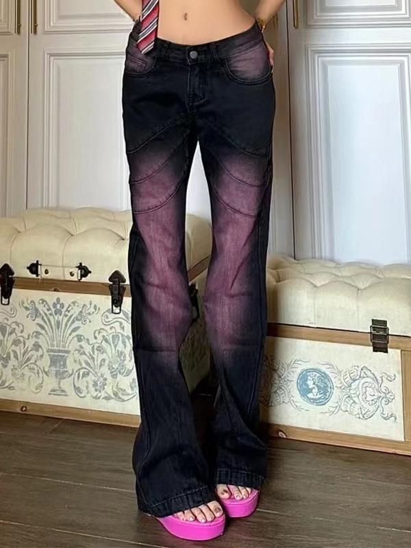 Ombre Purple Low Waist Flare Jeans Product Image