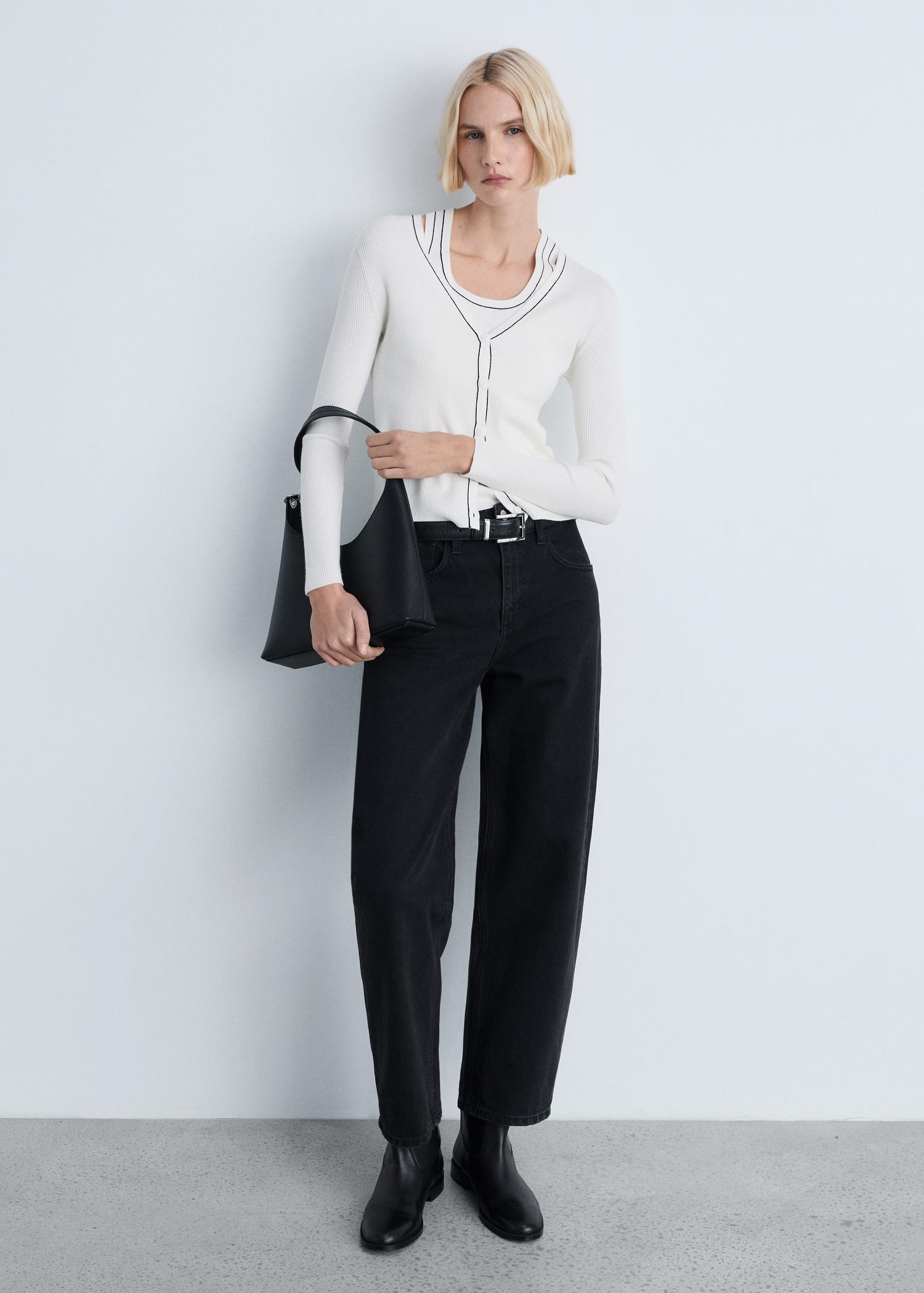 V-neck knitted cardigan - Women | MANGO USA Product Image