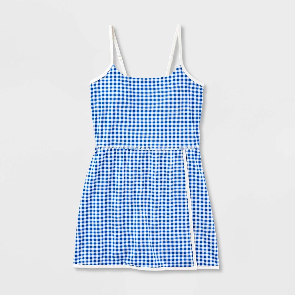 Women's Everyday Soft Wrap Active Dress - All In Motion™ Royal Blue Gingham XXL Product Image