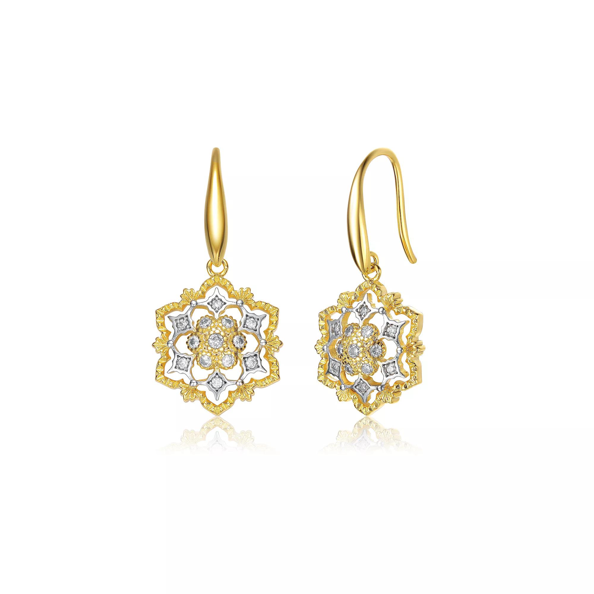 Two Tone Plated Cubic Zirconia Hook Earrings, Womens, Gold Tone Product Image
