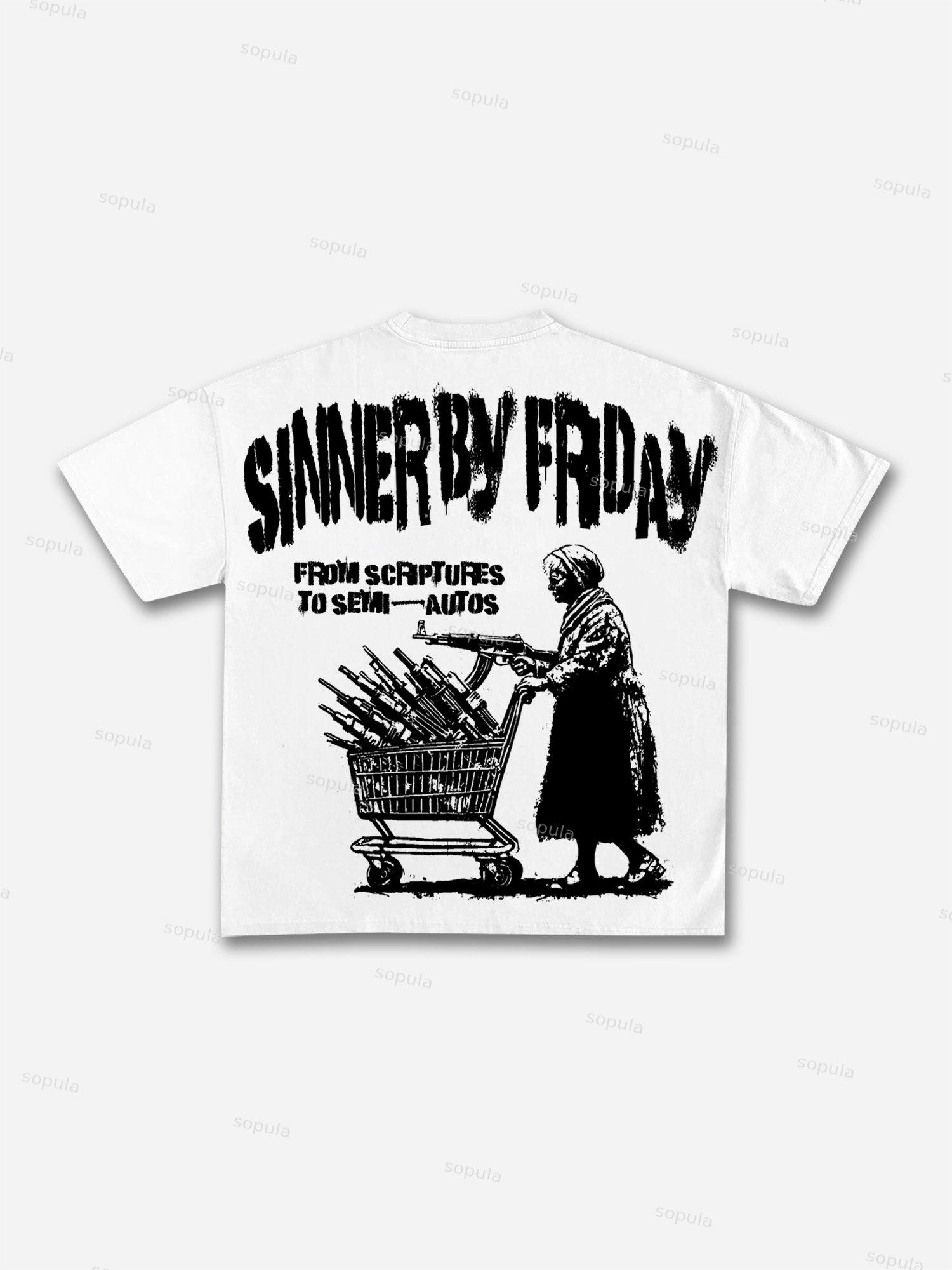 Sunday Is A Saint, Friday Is A Sinner Street Vintage Graphic Cotton T-shirt Product Image