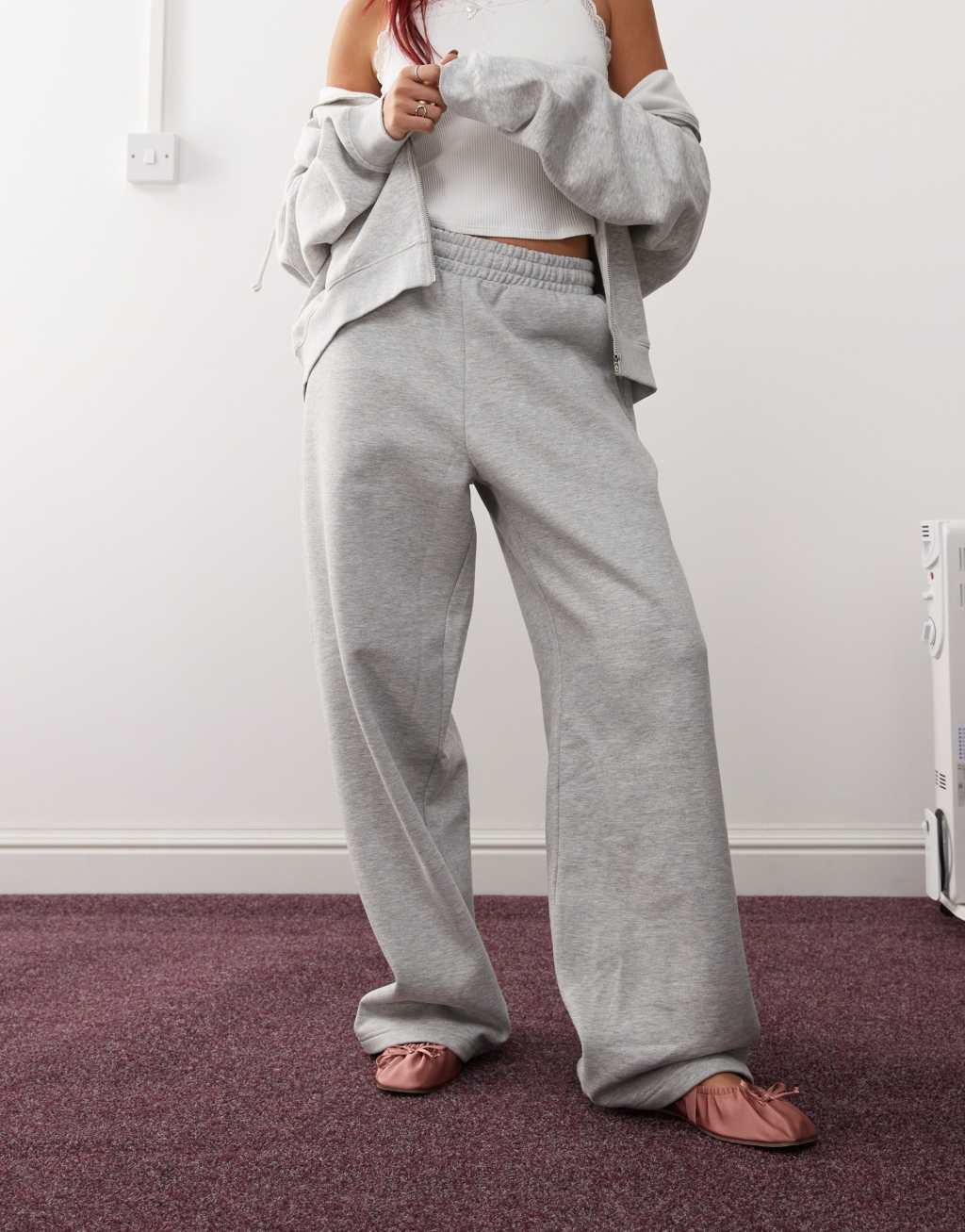 Weekday wide leg sweatpants in heather gray Product Image